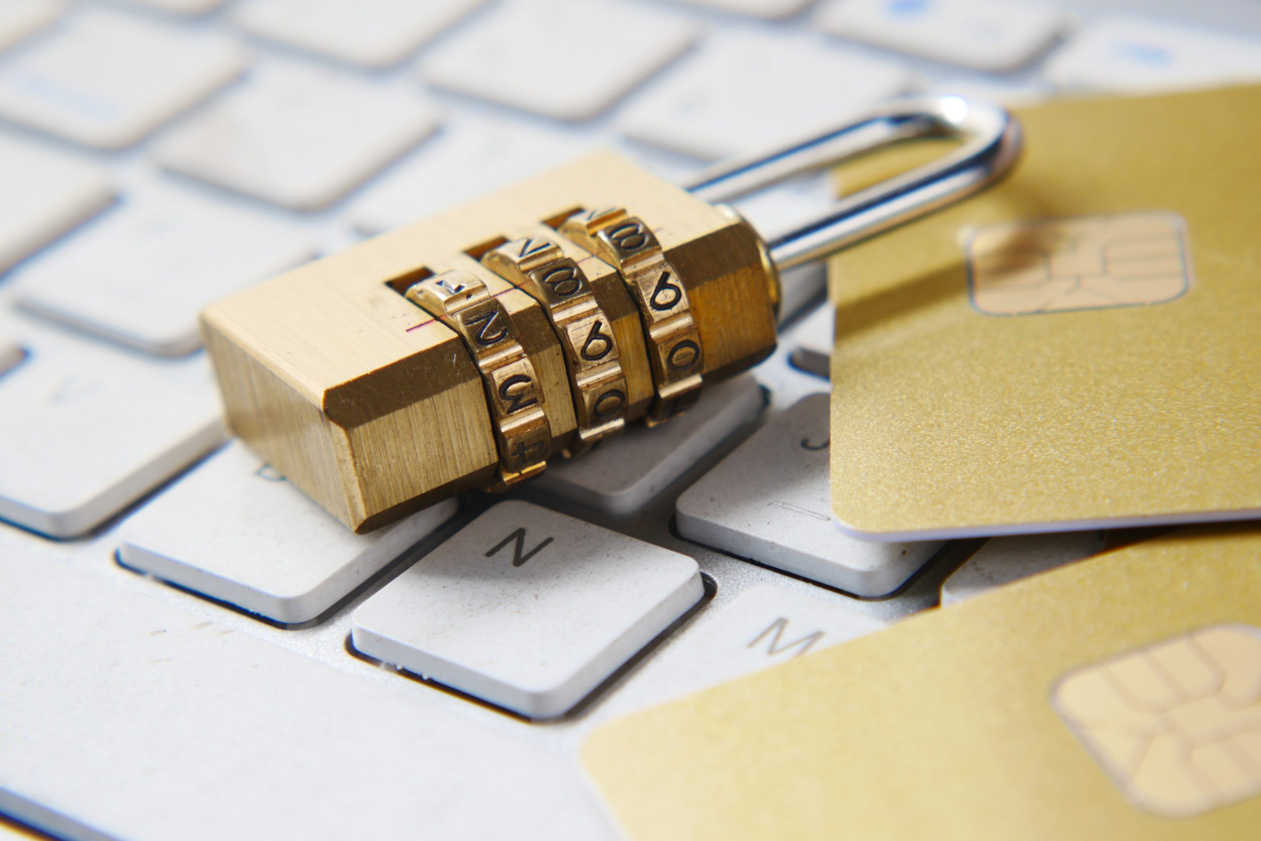 a numeric padlock on a keyboard